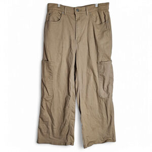 Levi's Womens Tan High Waist Wide Leg Baggy Crop Y2K Cargo Pants Jeans Size 30